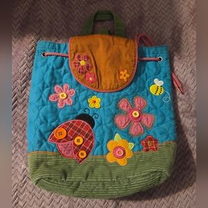 Stephen Joseph Pink and Blue Quilted Backpack | Ladybug, Bee, Flowers